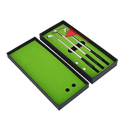 Juego de bolígrafo de golf para escritorio, mini juego de regalo de bolígrafo de golf de sobremesa que incluye 3 piezas de bolígrafo de mini golf y decoraciones de papelería de bandera para fanáticos