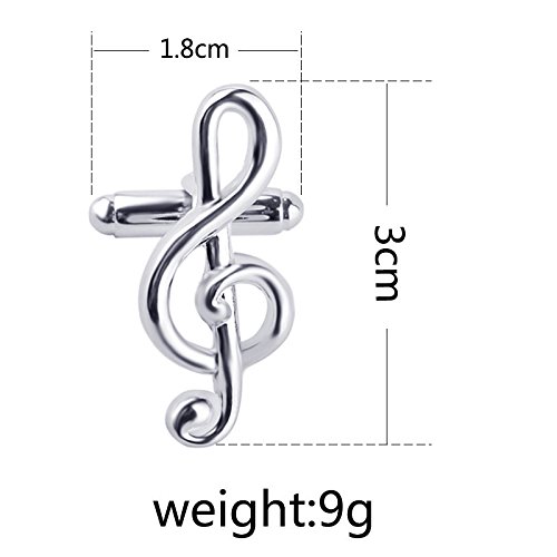 JUNGEN® Gemelos de Acero Inoxidable en Diseno de Nota Musical para Camisa del Negocio Regalo Ideal para Hombres, 1.8 * 3cm