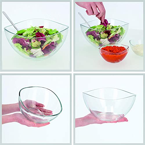 KADAX Cuenco de cristal, cuenco con bordes ondulados, ensaladera con base reforzada, cuenco de postre, cuenco de cristal, ensaladera (21 cm de diámetro, 1 unidad)