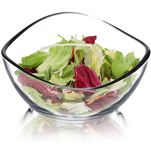 KADAX Cuenco de cristal, cuenco con bordes ondulados, ensaladera con base reforzada, cuenco de postre, cuenco de cristal, ensaladera (21 cm de diámetro, 1 unidad)