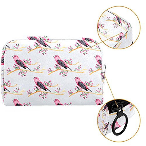 KAMEARI Bolsa de cosméticos Pink Birds On Branch Organizador de bolsas de cosméticos multifuncionales