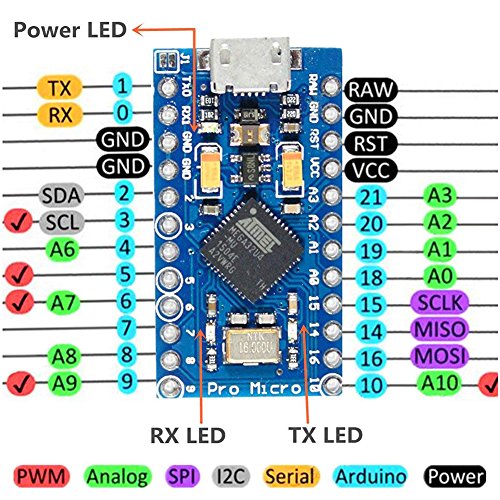 KeeYees Pro Micro ATmega32U4 5V 16MHz Micro USB Placa de Desarrollo Módulo Microcontrolador para Arduino IDE Leonardo Bootloader (3 Piezas)