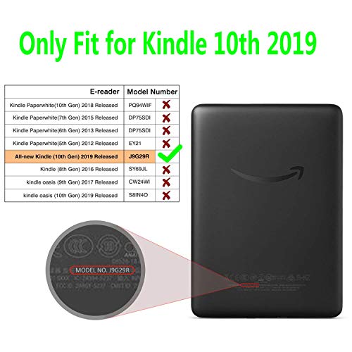 Kepuch Custer Funda para Kindle 2019 10th,Slim Smart Cover Fundas Carcasa Case Protectora de PU-Cuero para Kindle 2019 10th - Negro