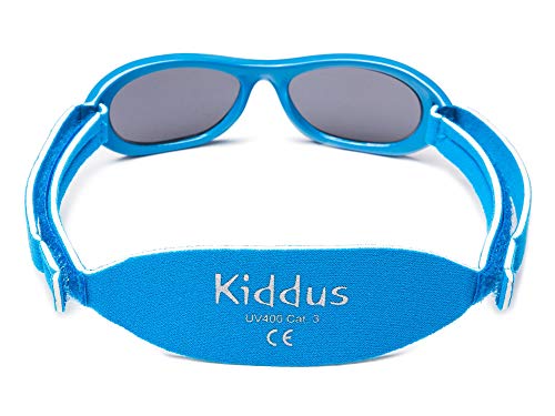 Kiddus Gafas de sol Baby para bebés, NIÑOS Y NIÑAS, desde 0 meses a 2 años, 100% protección UV, MUY CÓMODAS gracias a la SUAVE banda ajustable, el regalo ideal para recién nacidos.