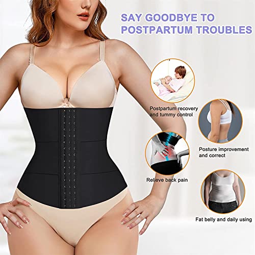 KUMAYES Mujer Fajas Reductoras Waist Trainer Entrenador de Cintura Corset Reductor Adelgazante Cinturón Abdomen Faja Moldeadora Corsé (L, Negro)