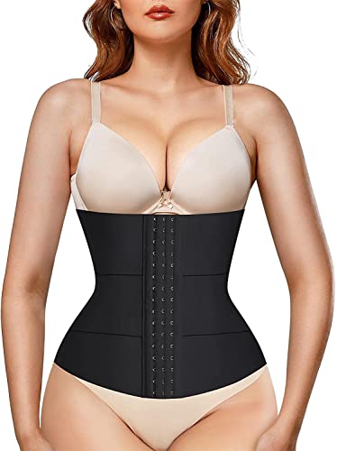 KUMAYES Mujer Fajas Reductoras Waist Trainer Entrenador de Cintura Corset Reductor Adelgazante Cinturón Abdomen Faja Moldeadora Corsé (L, Negro)