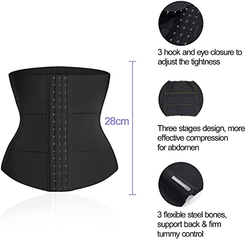 KUMAYES Mujer Fajas Reductoras Waist Trainer Entrenador de Cintura Corset Reductor Adelgazante Cinturón Abdomen Faja Moldeadora Corsé (L, Negro)