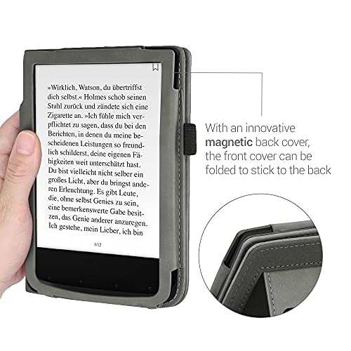 kwmobile Funda Compatible con Pocketbook Touch Lux 4/Lux 5/Touch HD 3/Color (2020) - Agarre elástico y Soporte de Apoyo - niños y Diente león Gris