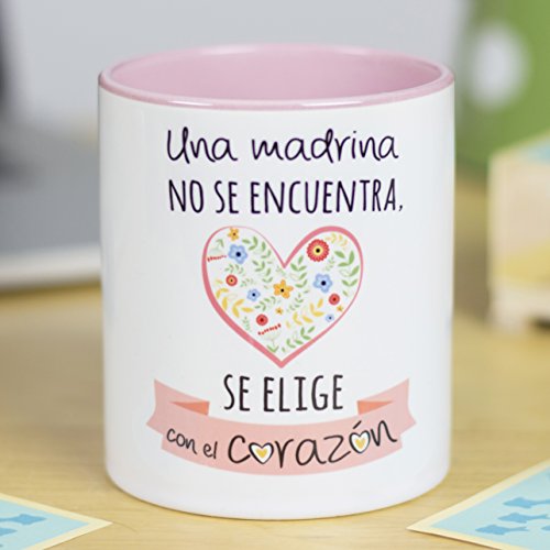 La mente es Maravillosa - Taza con Frase y Dibujo Divertido (Una Madrina no se Encuentra, se Elige con el corazón) Taza Regalo Madrina