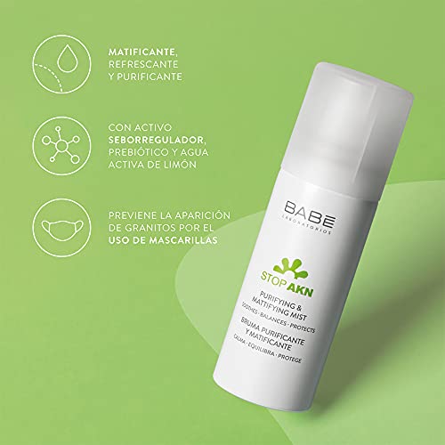 Laboratorios Babé Laboratorios Babe - Bruma Purificante y Matificante | Stop AKN | Solución facial anti-acne en formato bruma | Reduce imperfecciones | 75ml 75 ml