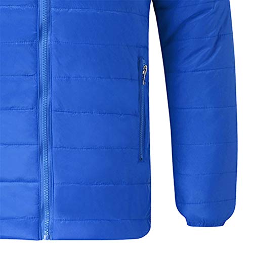 LAOSU Chaqueta de plumón ligera para hombre de la temporada con capucha extraíble talla grande con cremallera chaqueta sin coser para mujer color liso cómodo acabado otoño e invierno 02-azul XL