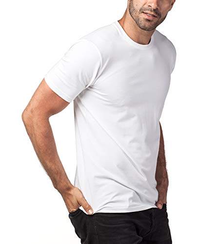 LAPASA Pack de 2 Camisetas Hombre de Algodón ELS Manga Corta Camiseta Interior Cuello Redondo M05 XL Blanco