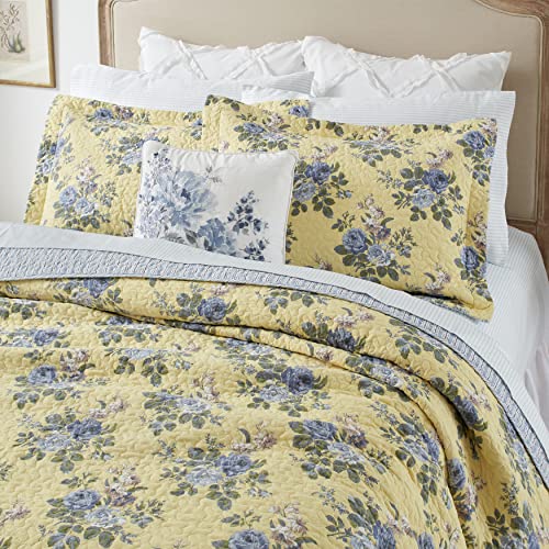 Laura Ashley Linley Edredón Set, algodón, Yellow Floral, Matrimonio