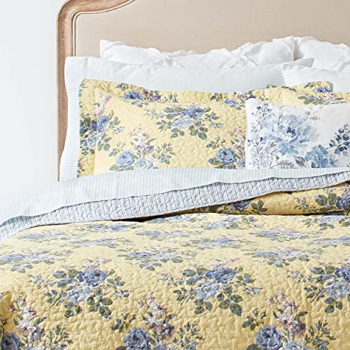 Laura Ashley Linley Edredón Set, algodón, Yellow Floral, Matrimonio