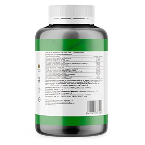 Lazarraga | Garcinia Cambogia + Glucomanano de Konjac + CLA Ácido Linoleico + Guaraná + Mango Africano + Cetona de Frambuesa | 90 Cápsulas Veganas