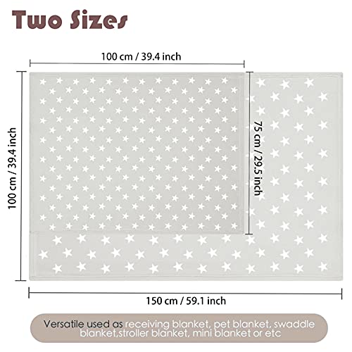 LeerKing 2 Paquetes Mantas para Bebés Polar Suave y Mullida lavable Confortable Cálida con Patrón de Manchas Estrellas para Niña y Niño 75 * 100CM, Gris & Blanco