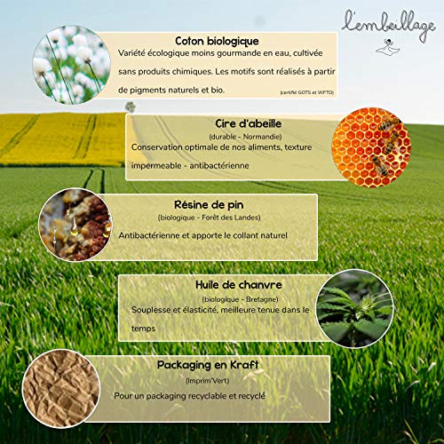 L'Embeillage®, el Bee wrap francés – Embalaje alimentario reutilizable – Fabricado en Francia, orgánico y 100% natural de cera de abeja