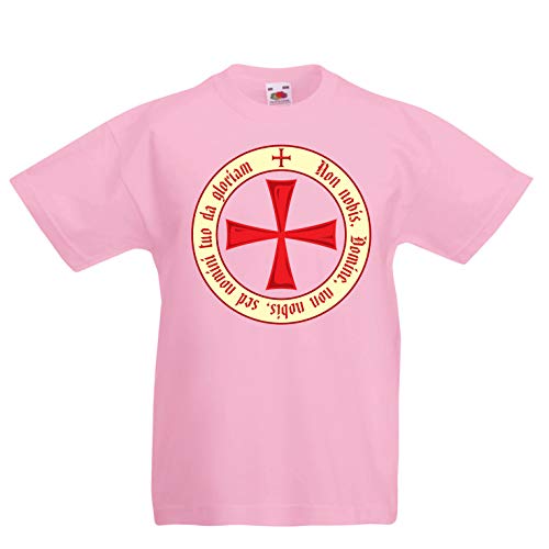 lepni.me Camiseta para Niños El Código de los Templarios Orden de Caballero Cristiano, Cruz del Cruzado (12-13 años Rosado Multicolor)