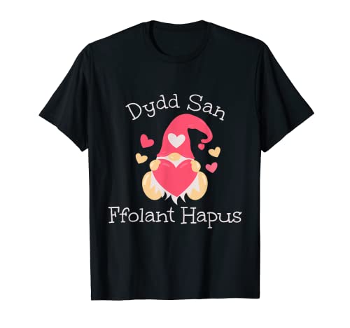 Lindo Feliz Día de San Valentín Gnomo Gales Idioma galés Camiseta