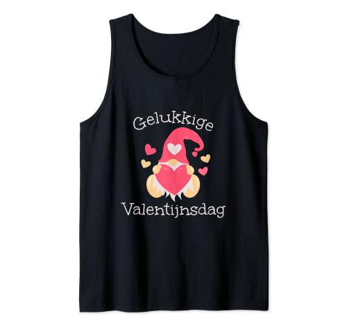 Lindo Feliz Día de San Valentín Gnomo Holanda Idioma holandés Camiseta sin Mangas