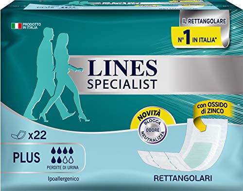 Lines Specialist - Compresas para incontinencia, rectangular, 22 unidades