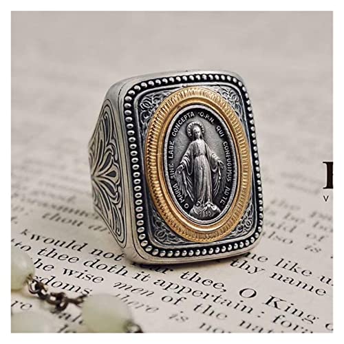 LLLMN Mejor VENDIENDO Nuevo Anillo VINTA VINTA VINTABLE Literatura FE FE Sante Marca Antigua Moneda ARTESPO Anillo Accesorios DE JOYERÍA DE Hombres (Gem Color : L)