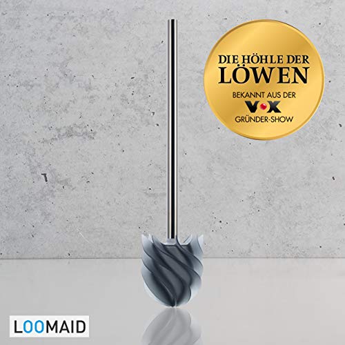 LOOMAID Escobilla WC de Silicona con Efecto Flor de Loto - Escobilla de baño higiénica de Acero Inoxidable, Recambio (Gris)