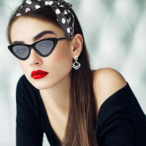 LOPOTIN 5pcs 50s Accesorios de Disfraz Gafas de Sol Redondas Estilo Vintage Accesorios Disfraz 1950s Diadema Pendientes de Lunares Bufanda Blanca para Carnival Fiesta de Cumpleaños y Graduación.