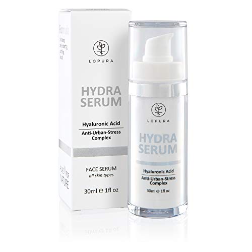 LOPURA Hydra Serum con complejo anti-estrés urbano - cuidado facial de alta dosis con ácido hialurónico, ectoína y pantenol - cosméticos naturales de baja irritación producidos en Alemania (1x 30 ml)