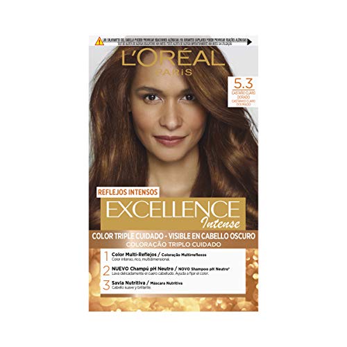 L'Oréal Paris Excellence Intense Coloración, Tono: 5,3 Castaño Claro Dorado