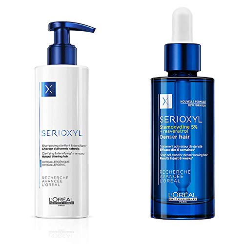 L'Oreal Professionnel - Champú Serioxyl 250 ml + Sérum Serioxyl 90 ml, para Cabello Fino Natural