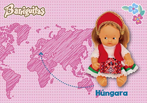 los Barriguitas - Mundo Húngara, muñeco bebé Hungría, colección del Mundo con Ropa para muñecas, Juguete para niños y niñas a Partir de 3 años, Famosa (700016911)