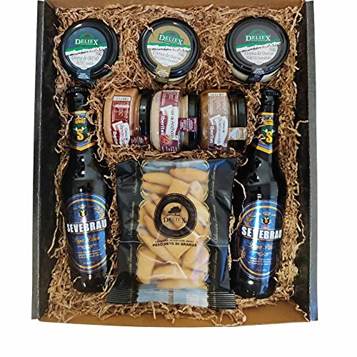 Lote para regalo con cervezas artesanas, cremas de patés ibéritos cremas de queso deliex y picos de pan deliex ideal para regalar en cumpleaños o por agradecimiento