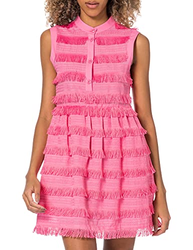 Love Moschino Shirt Dress-Korean Collar, Button Down Opening and A-Line Skirt Vestido de Coctail, Pink, 38 para Mujer