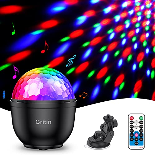 Luces Discoteca, Gritin 15 Colores RGBY Bola de Discoteca Activadas por Control de Voz con Modo de luz Nocturna/Cronometrado/Rotación de 360°/Control Remoto Ideal para Cumpleaños, Discoteca, Fiesta