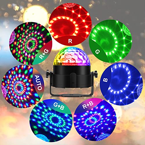 Luces Discoteca LED, 7 Colores RGB Luz Discoteca con Sonido Activado, 4M Cable USB, Rotación de 360 ° Bola Discoteca, Ideal para Cumpleaños, Discoteca, Fiesta, Bar, Navidad, Bodas