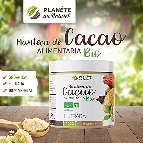 Manteca de Cacao Orgánica 400g - 100% Pura y Natural - Origen Perú - Uso alimentario