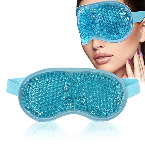 Mascara de Gel Relajante para los ojos, Antifaz refrescante de gel para los ojos, Antifaz de Gel Para los Ojos, Combate Hinchazón, Dolor de Cabeza, Bolsas, Ojeras, y Ayuda a Dormir, color azul