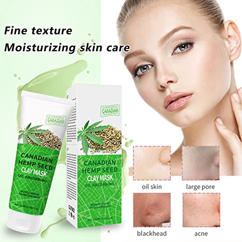 Mascarilla de Arcilla para la Cara, Deep Cleansing Mask con Aceite de Linaza, Mascarilla Arcilla Verde Mascarilla Limpiadora por Quitar Puntos Negros y Acne,para Todo Tipo de Pieles