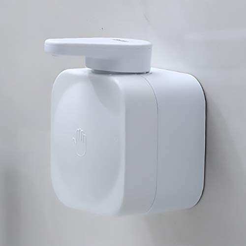 MASMAS Dispensador de Jabón Líquido de Pared Cuadrado,Accesorios de Baño Blanco Jabonera Gel de Ducha Fuerte Succión,Arreglar con Ventosa Fuerte