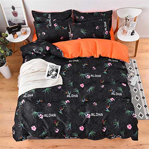 Mateju Juego de Ropa de Cama 3 Piezas, Flor Estampado Nórdico Funda de Edredón y 2 Funda de Almohada Microfibra Poliéster Respirable Cremallera Diseño (Tropical,150x200cm)