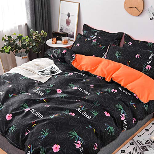 Mateju Juego de Ropa de Cama 3 Piezas, Flor Estampado Nórdico Funda de Edredón y 2 Funda de Almohada Microfibra Poliéster Respirable Cremallera Diseño (Tropical,150x200cm)