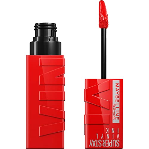 Maybelline Pintalabios, Efecto Vinilo de Larga Duración, Superstay Vinyl Ink, 16h de Color y Brillo, Vinilo Fijo, Tinta Líquida que no Transfiere ni Mancha, Tono 25 Red-Hot