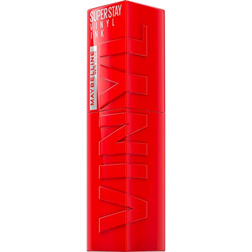 Maybelline Pintalabios, Efecto Vinilo de Larga Duración, Superstay Vinyl Ink, 16h de Color y Brillo, Vinilo Fijo, Tinta Líquida que no Transfiere ni Mancha, Tono 25 Red-Hot