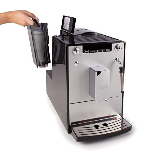 Melitta Caffeo Solo&Milk E953-102 Cafetera Superautomática con Sistema de Leche, Molinillo, 15 Bares, Café en Grano, Limpieza Automática, Personalizable, Plata