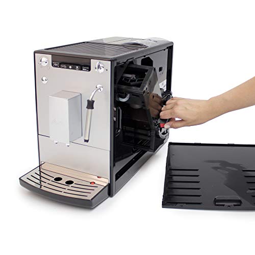 Melitta Caffeo Solo&Milk E953-102 Cafetera Superautomática con Sistema de Leche, Molinillo, 15 Bares, Café en Grano, Limpieza Automática, Personalizable, Plata