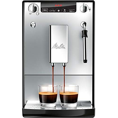 Melitta Caffeo Solo&Milk E953-102 Cafetera Superautomática con Sistema de Leche, Molinillo, 15 Bares, Café en Grano, Limpieza Automática, Personalizable, Plata