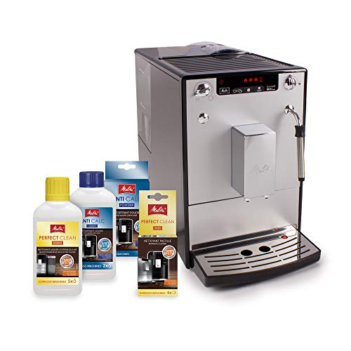 Melitta Caffeo Solo&Milk E953-102 Cafetera Superautomática con Sistema de Leche, Molinillo, 15 Bares, Café en Grano, Limpieza Automática, Personalizable, Plata