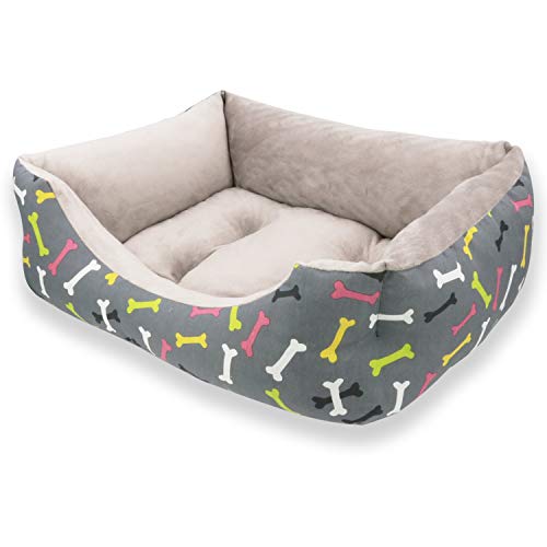 MERCURY TEXTIL- Sofá, Cesta,Cama Comoda para Perros,Gatos y Mascotas, con Relleno de Fibras Super Suave，Resistente al Desgaste y Duradero.. (Mediano, Huesos)