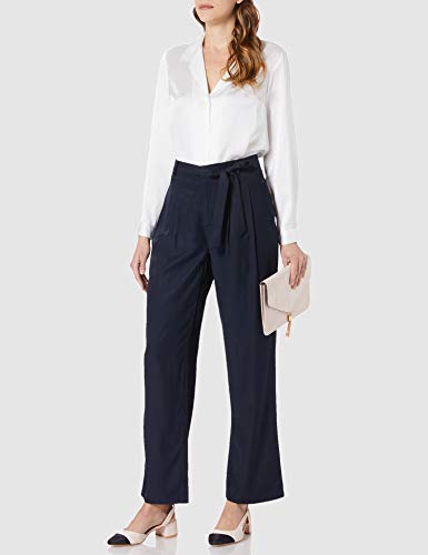 Mexx Straight Leg Pants with Belt Pantalones, Azul Zafiro (Navy), L para Mujer